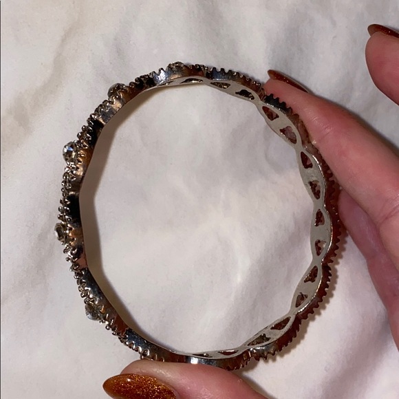 💎bebe Silver Tone Rhinestone Bangle Set - Picture 5 of 11